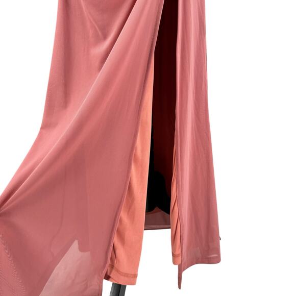 Lulus Revel in the Romance Dusty Rose Pink Mesh Off The Shoulder Maxi Dress - Picture 13 of 16
